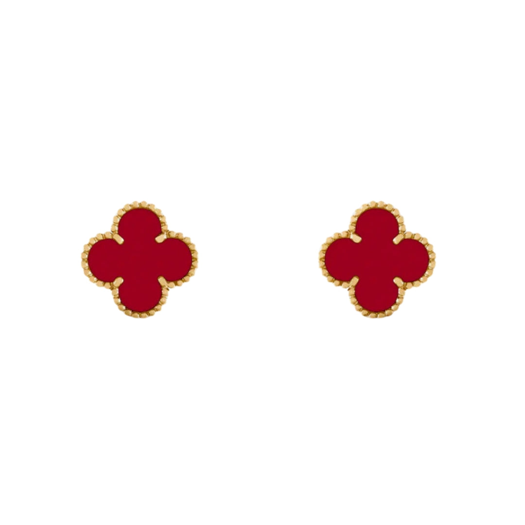Boucle d'oreille avec pendentif | Or/Rouge