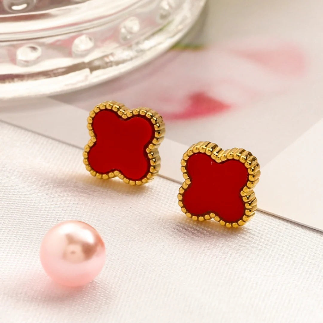 Boucle d'oreille avec pendentif | Or/Rouge