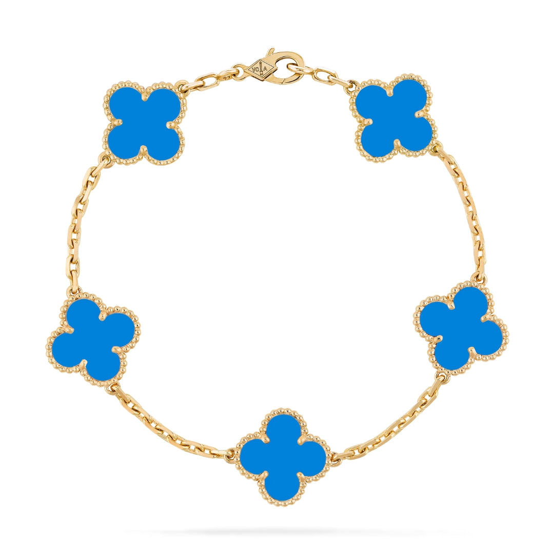 Bracelet avec pendentifs | Or/Bleu