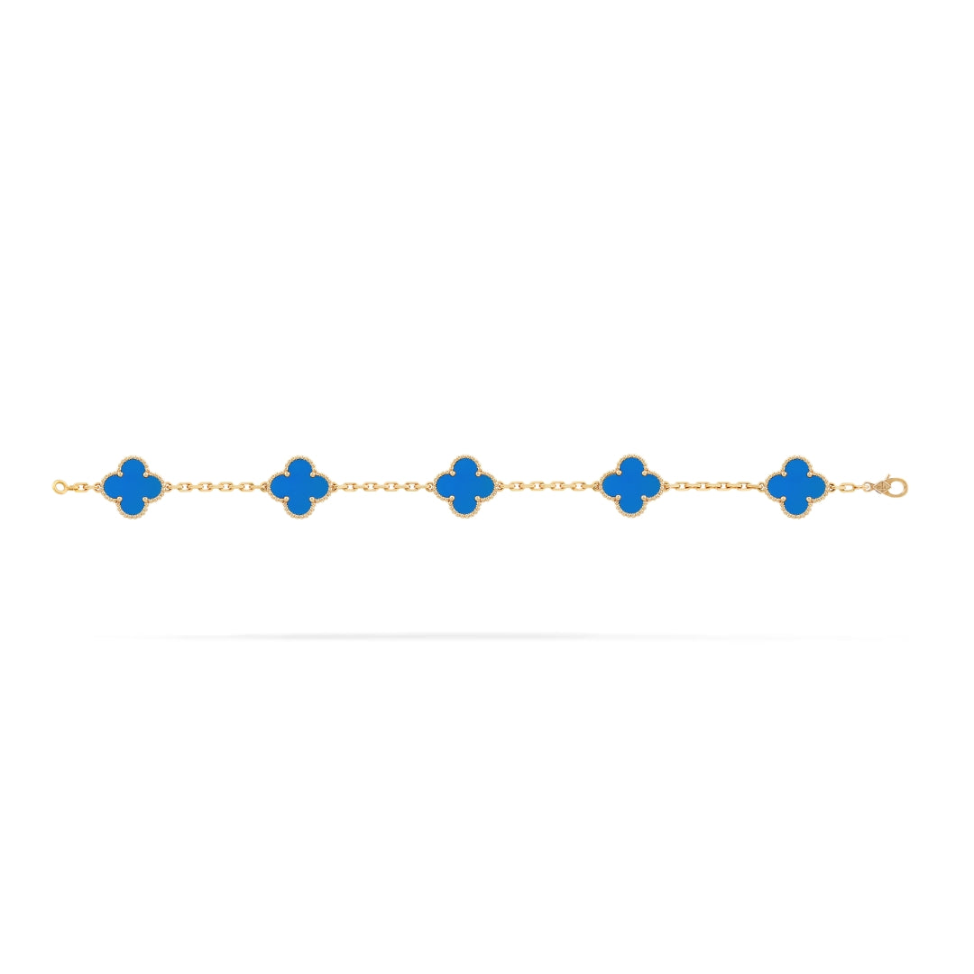 Bracelet avec pendentifs | Or/Bleu