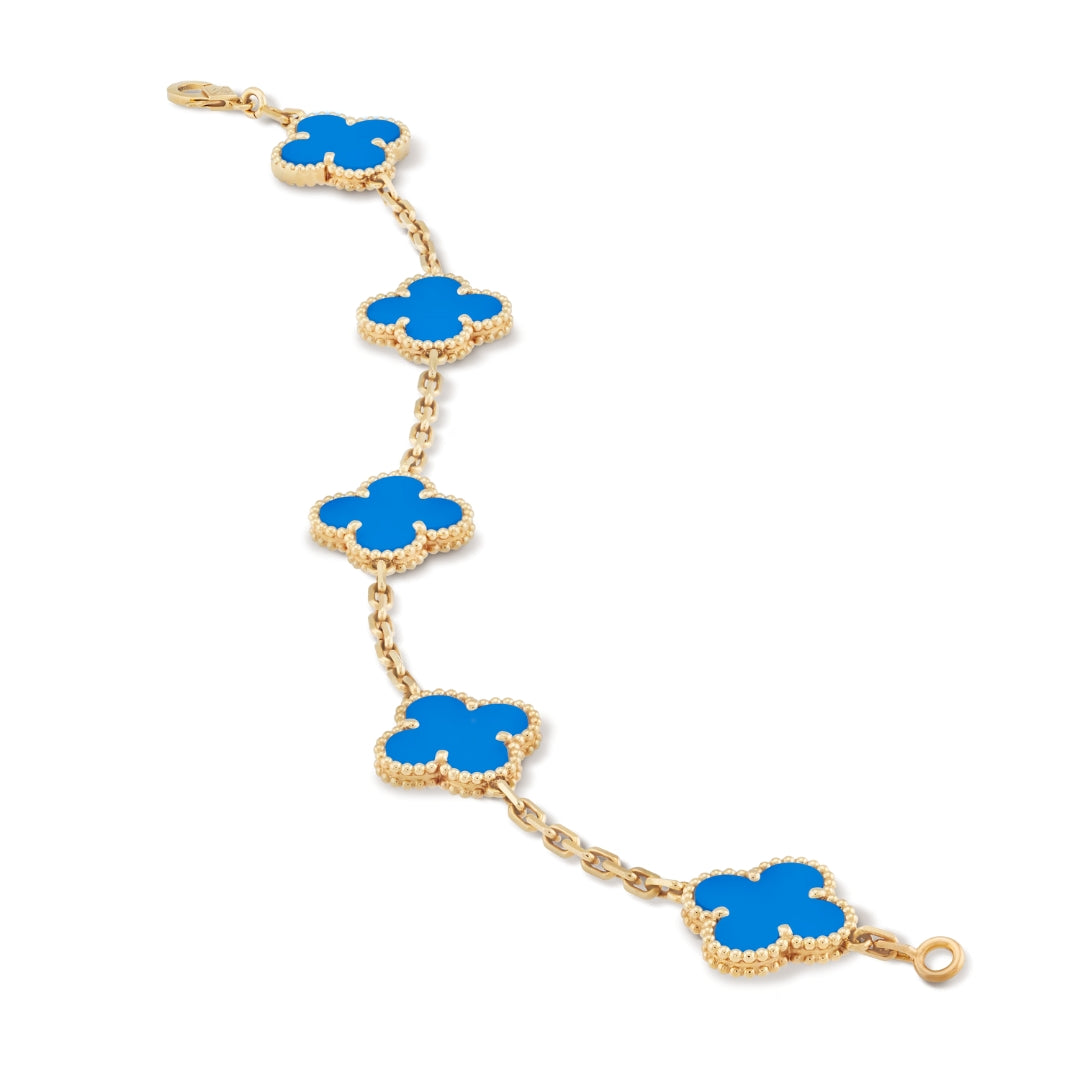 Bracelet avec pendentifs | Or/Bleu