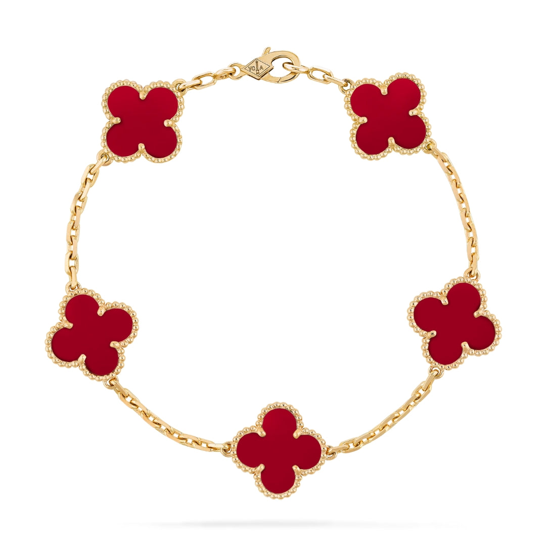 Bracelet avec des charms | Or/Rouge