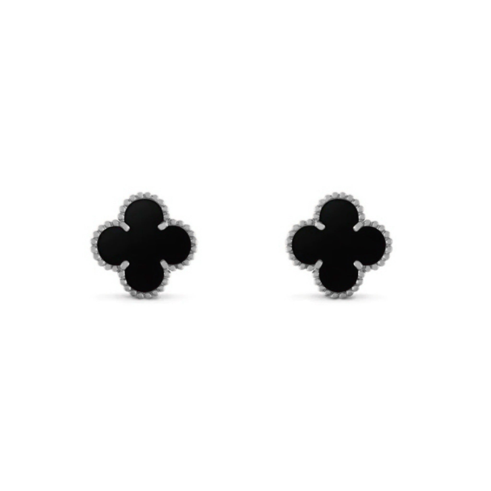 Boucle d'oreille avec pendentif | Argent/Noir